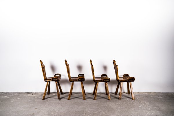 Brutalist Oak Chairs, 1960s, Set of 4-VLO-1766301