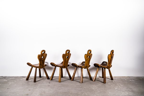 Brutalist Oak Chairs, 1960s, Set of 4-VLO-1766301