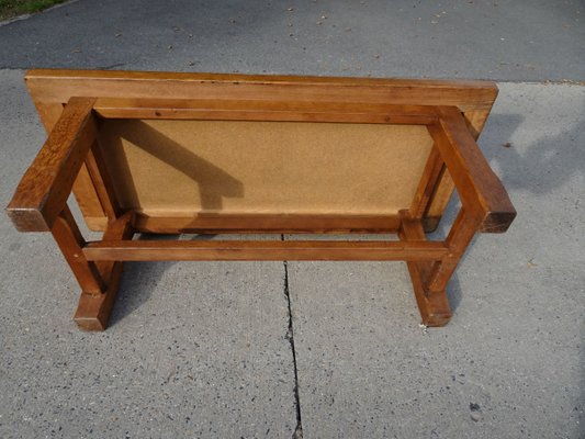 Brutalist Oak Coffee Table with Inlaid Top, 1970s-AWL-1417753