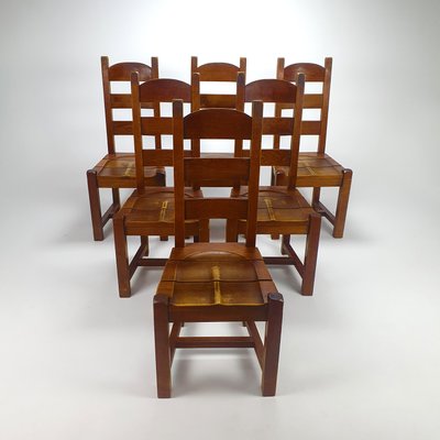 Brutalist Oak Dining Chairs, 1960s, Set of 6-RMX-958236