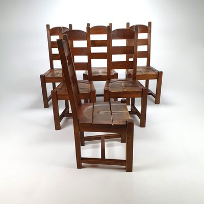 Brutalist Oak Dining Chairs, 1960s, Set of 6-RMX-958236