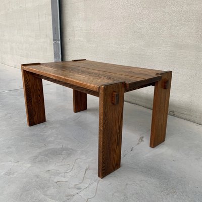 Brutalist Oak Mid-Century Belgium Dining Table-JRP-998249