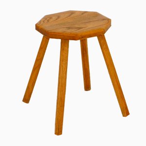 Brutalist Oak Stool, Sweden, 1950s-GEK-1069117