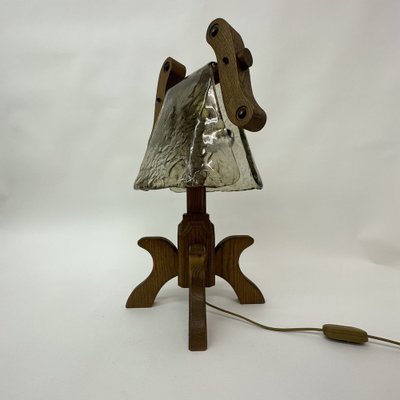 Brutalist Oak Table Lamp, 1970s-BGP-1721190