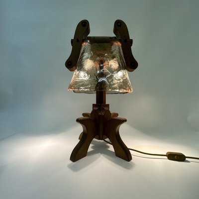 Brutalist Oak Table Lamp, 1970s-BGP-1721190