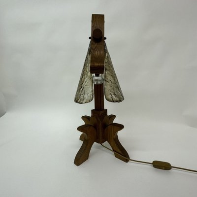 Brutalist Oak Table Lamp, 1970s-BGP-1721190