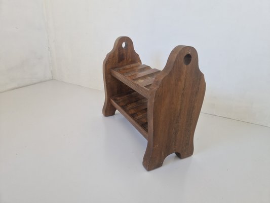 Brutalist Oak Wine Rack, 1970s-DGW-2020218