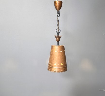 Brutalist Pendant Light in Copper, 1970s-IRH-2035778