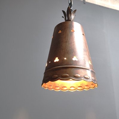 Brutalist Pendant Light in Copper, 1970s-IRH-2035778