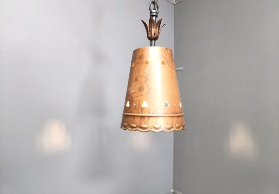 Brutalist Pendant Light in Copper, 1970s-IRH-2035778