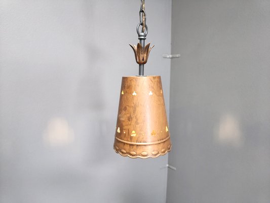 Brutalist Pendant Light in Copper, 1970s-IRH-2035778