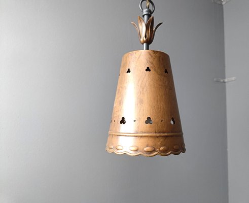 Brutalist Pendant Light in Copper, 1970s-IRH-2035778