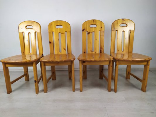 Brutalist Pine Dining Chairs, Set of 4-EAD-1288861