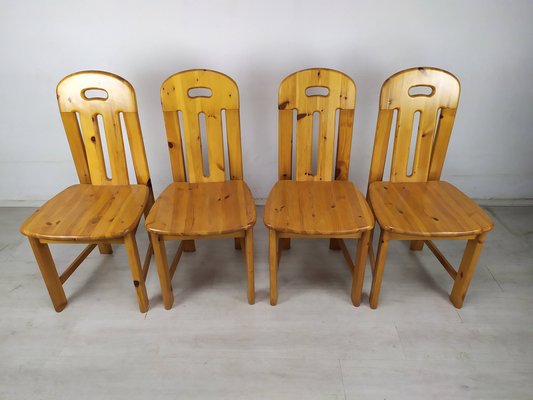 Brutalist Pine Dining Chairs, Set of 4-EAD-1288861