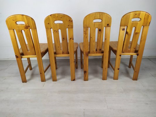 Brutalist Pine Dining Chairs, Set of 4-EAD-1288861