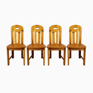 Brutalist Pine Dining Chairs, Set of 4-EAD-1288861