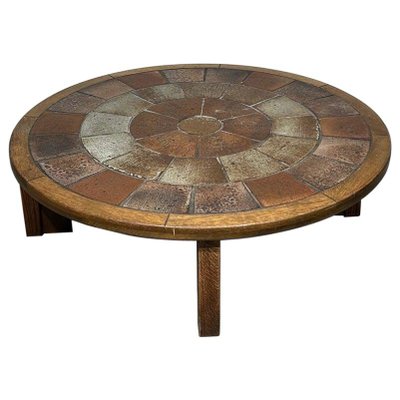 Brutalist Round Ceramic Coffee Table, 1960s-PQP-1799995