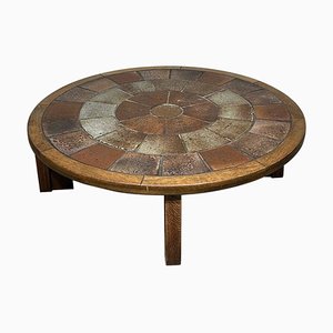 Brutalist Round Ceramic Coffee Table, 1960s-PQP-1799995