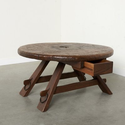 Brutalist Round Coffee Table, 1970s-NDL-2031313