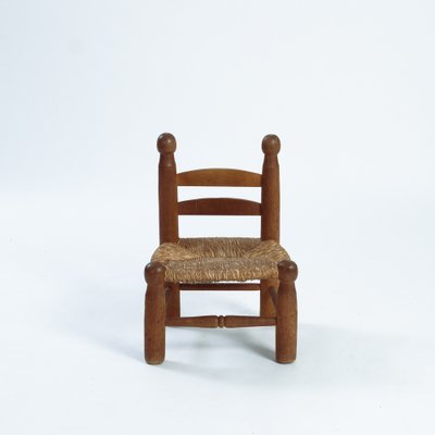 Brutalist Rush Childrens Chair in the style of Charles Dudoyt, 1950s, Set of 2-NQU-1396500