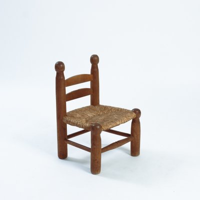 Brutalist Rush Childrens Chair in the style of Charles Dudoyt, 1950s, Set of 2-NQU-1396500