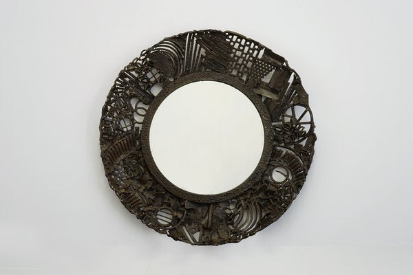 Brutalist Rusted Steel Mirror, 1950s-WCH-547968