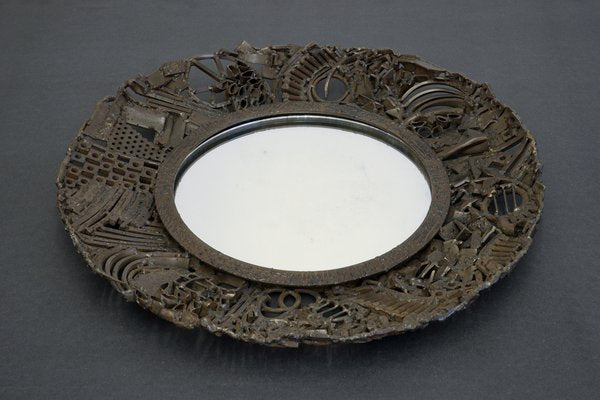 Brutalist Rusted Steel Mirror, 1950s-WCH-547968