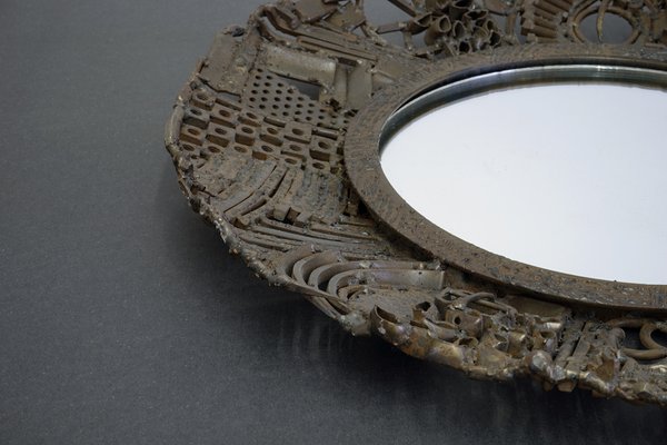 Brutalist Rusted Steel Mirror, 1950s-WCH-547968