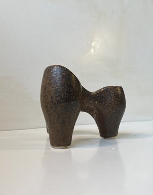 Brutalist Scandinavian Candleholder in Glazed Stoneware, 1980s-LCR-1797602