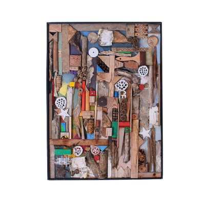 Brutalist Sculptural Composition, 1970s, Mixed Media, Framed-XT-1407516