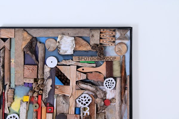 Brutalist Sculptural Composition, 1970s, Mixed Media, Framed-XT-1407516