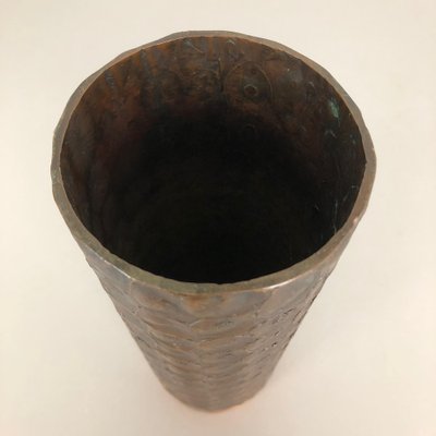 Brutalist Sculptural Copper Vase in the Style of Auböck, Austria, 1950s-QZ-1053043