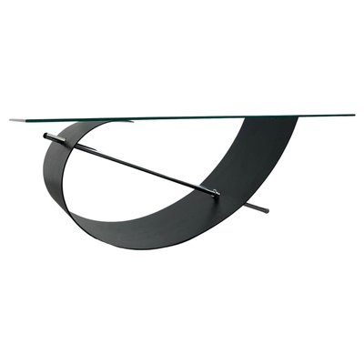 Brutalist Sculptural Steel and Glass Coffee Table, 1990s-EHE-1431525