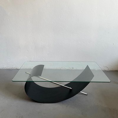 Brutalist Sculptural Steel and Glass Coffee Table, 1990s-EHE-1431525