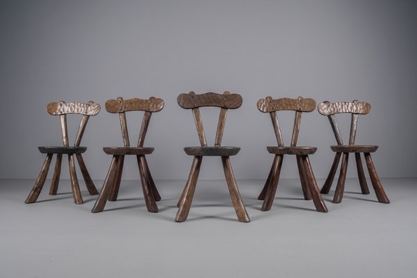 Brutalist Sculptured Chairs in the Style of Alexandre Noll, 1960s, Set of 5-KQB-1424992