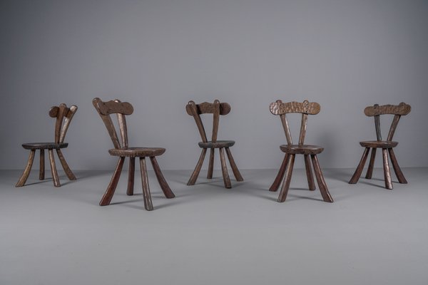 Brutalist Sculptured Chairs in the Style of Alexandre Noll, 1960s, Set of 5-KQB-1424992