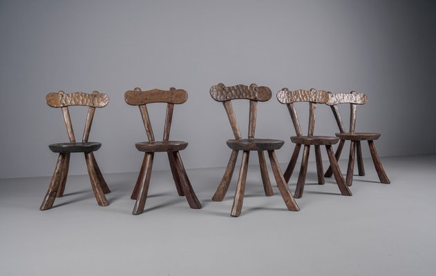 Brutalist Sculptured Chairs in the Style of Alexandre Noll, 1960s, Set of 5-KQB-1424992