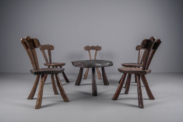 Brutalist Sculptured Chairs in the Style of Alexandre Noll, 1960s, Set of 5-KQB-1424992