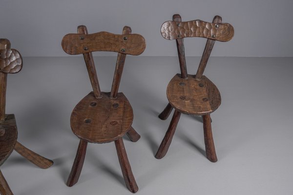 Brutalist Sculptured Chairs in the Style of Alexandre Noll, 1960s, Set of 5-KQB-1424992