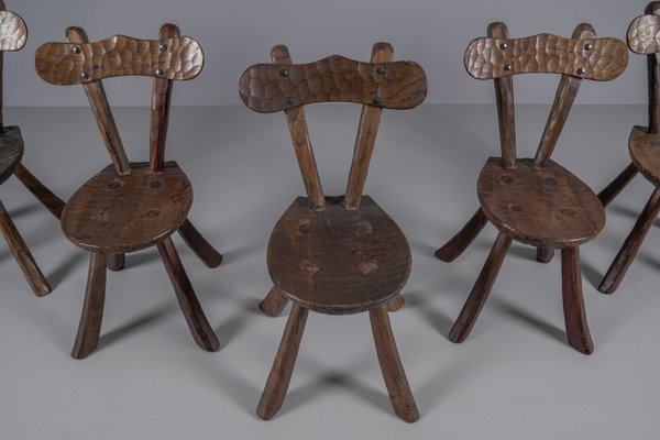 Brutalist Sculptured Chairs in the Style of Alexandre Noll, 1960s, Set of 5-KQB-1424992