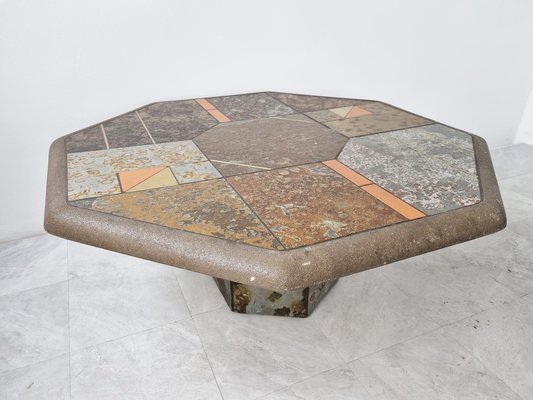 Brutalist Slate Coffee Table, 1970s-IRH-1264900