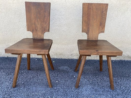 Brutalist Solid Oak Chalet Chairs, 1960s, Set of 2-SSK-1800397