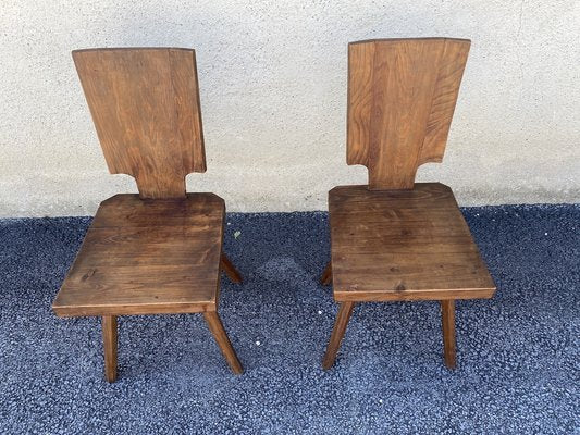 Brutalist Solid Oak Chalet Chairs, 1960s, Set of 2-SSK-1800397