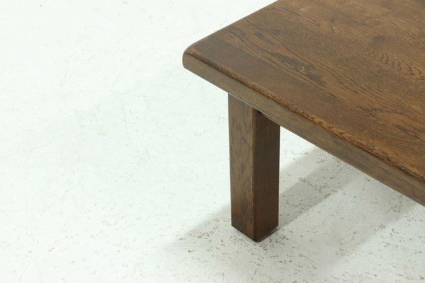 Brutalist Solid Oak Coffee Table, 1970s-VV-1295032