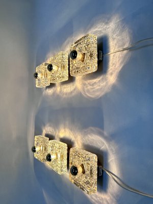 Brutalist Square Murano Glass and Brass Wall Art Sconces by Egon Hillebrand, Germany 1960s, Set of 2-JP-1820933