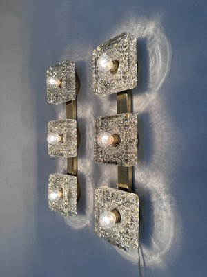 Brutalist Square Murano Glass and Brass Wall Art Sconces by Egon Hillebrand, Germany 1960s, Set of 2-JP-1820933