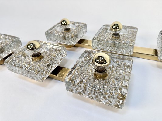 Brutalist Square Murano Glass and Brass Wall Art Sconces by Egon Hillebrand, Germany 1960s, Set of 2-JP-1820933