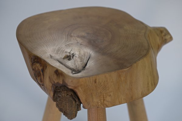 Brutalist Stool in Elm, 1960-NEN-2021755