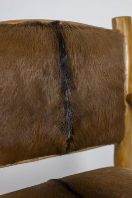 Brutalist Style Armchair in Elm and Goatskin, 1970s-CEJ-1736499