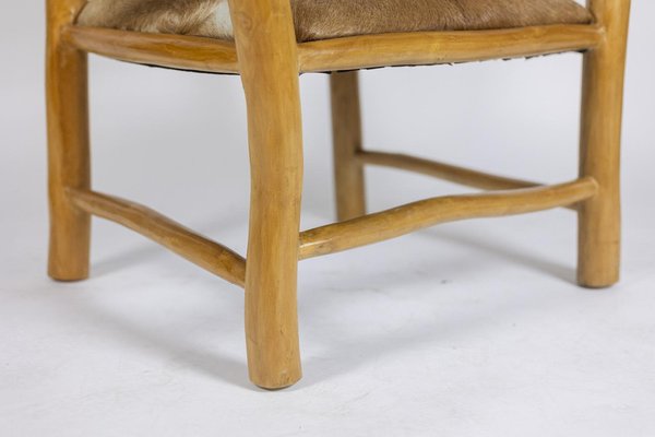 Brutalist Style Armchair in Elm and Goatskin, 1970s-CEJ-1736499